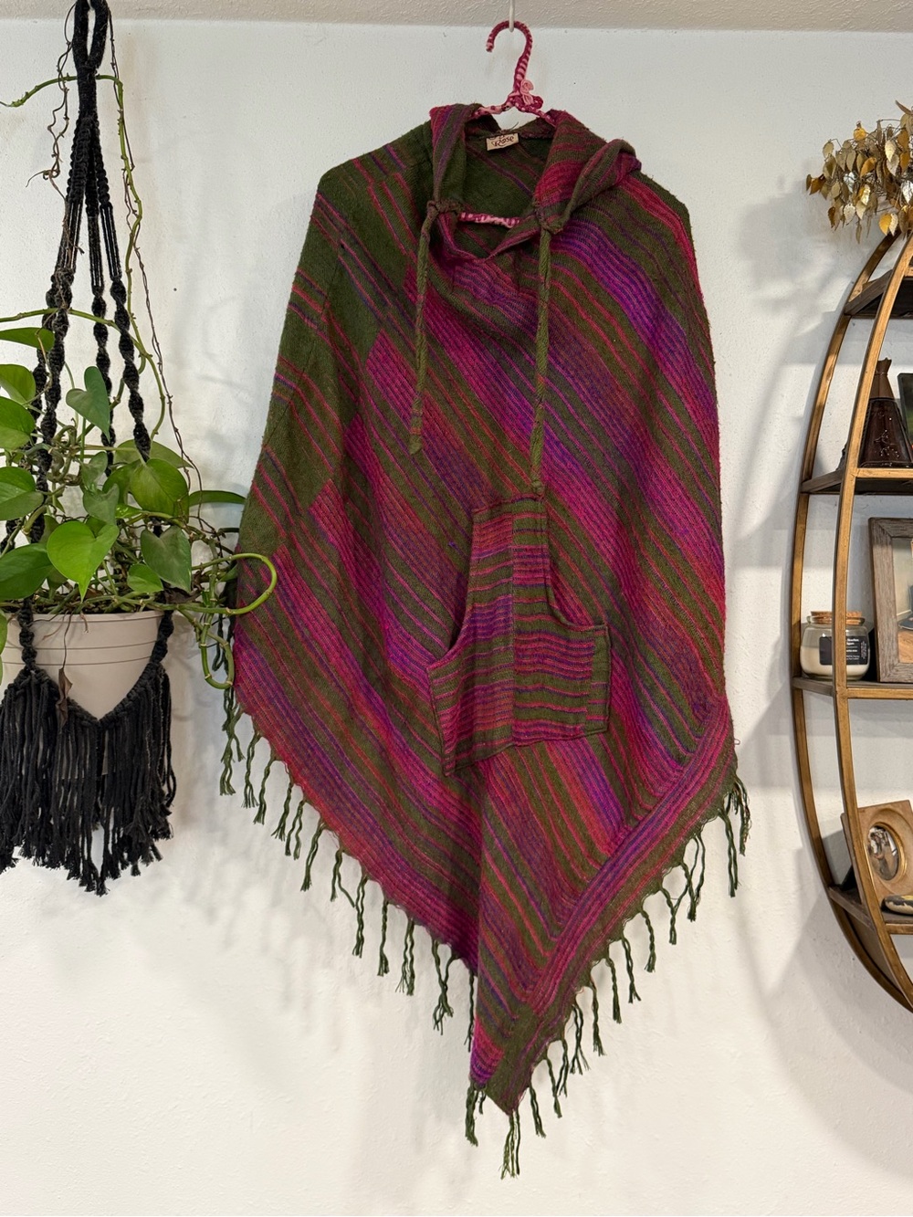 Gypsy Rose Green & Pink Striped Women's Hooded Sweater